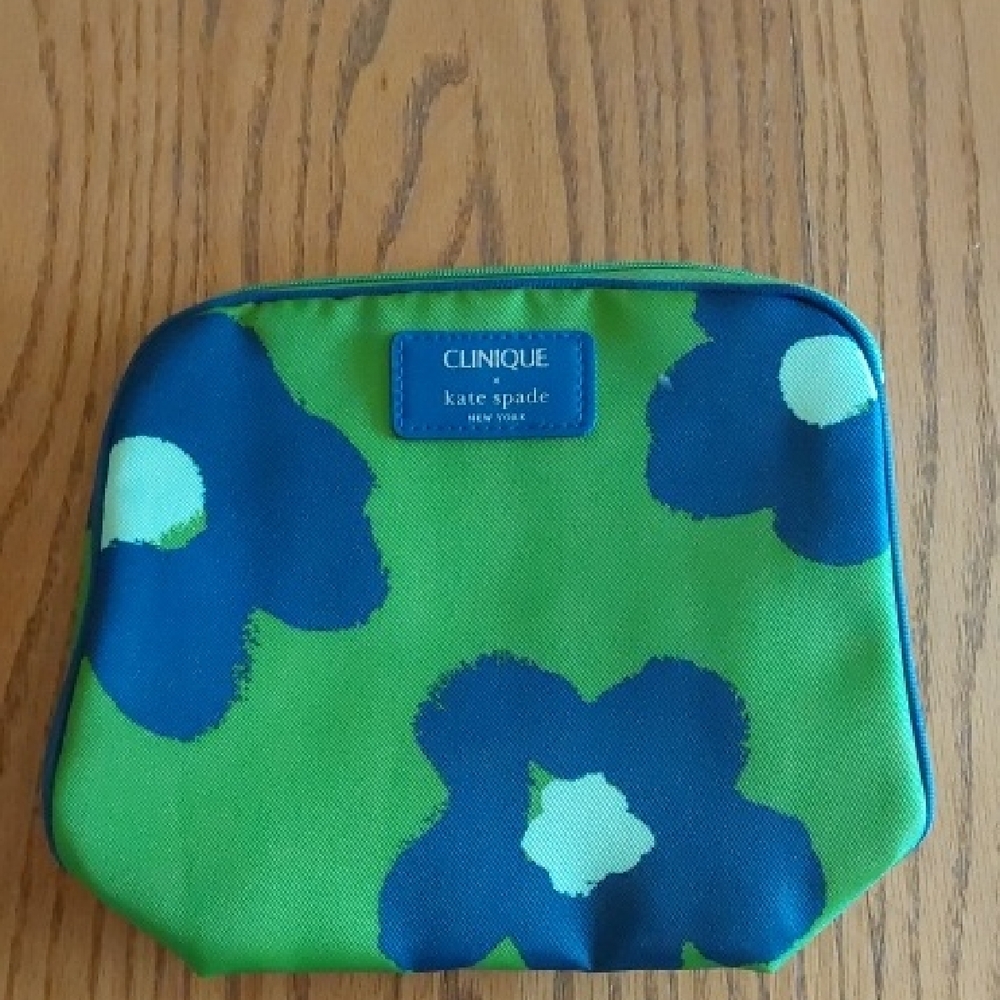 Kate Spade Blue and Green Floral Cosmetic Bag
